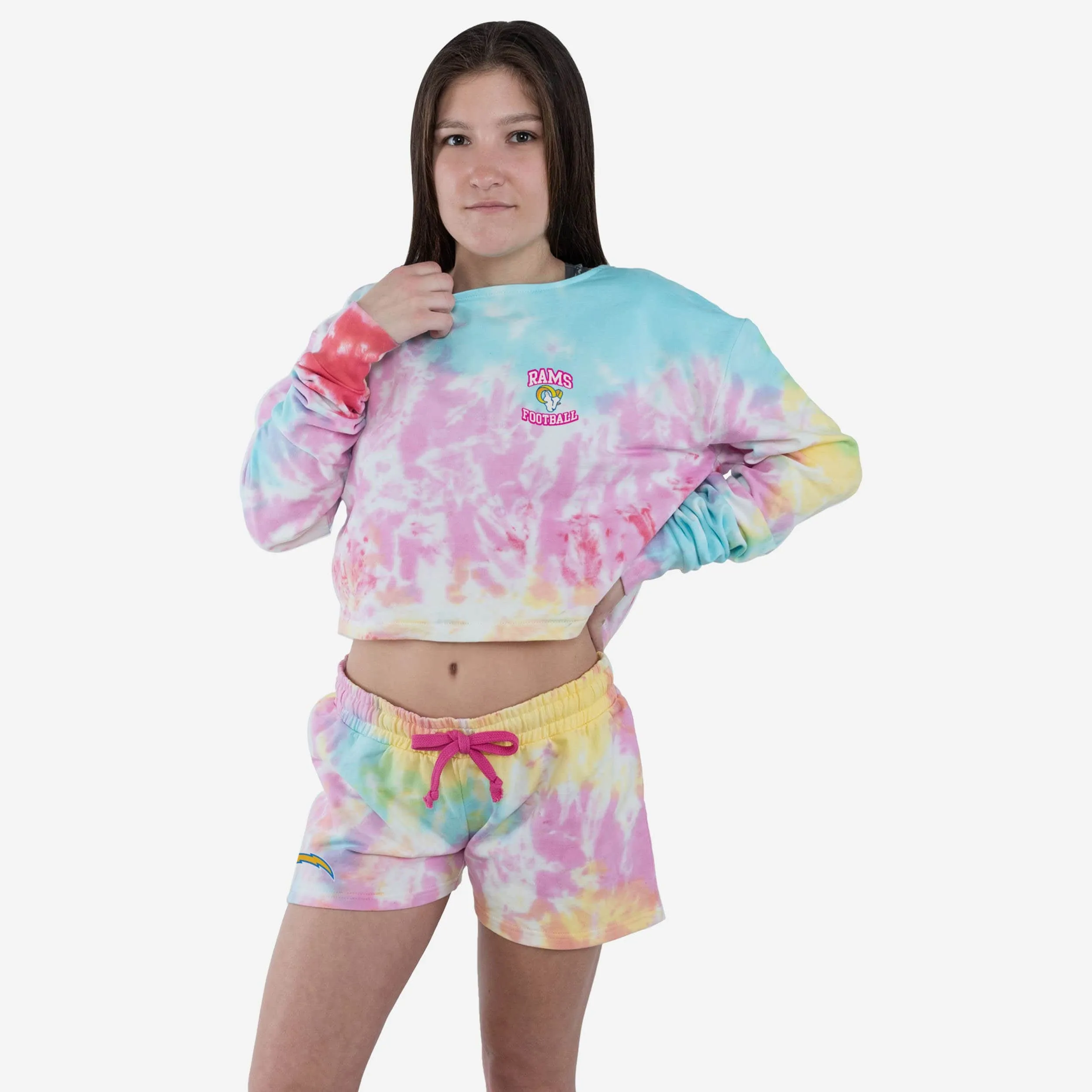 Los Angeles Rams Womens Pastel Tie-Dye Blast Cropped Sweater