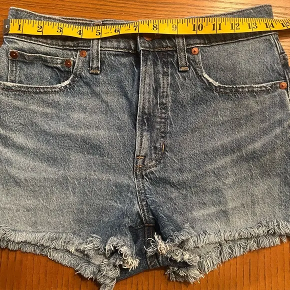 Madewell The Perfect Jean‎ Short Blue Denim Cut-Off Raw Hem Shorts Size 27
