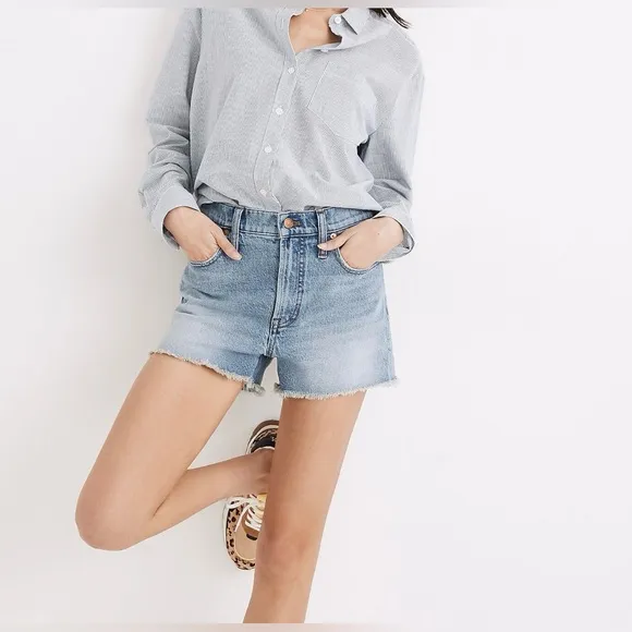 Madewell The Perfect Jean‎ Short Blue Denim Cut-Off Raw Hem Shorts Size 27