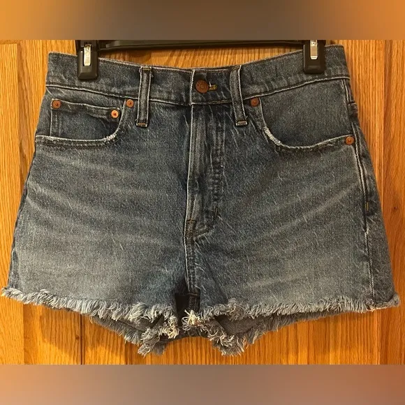 Madewell The Perfect Jean‎ Short Blue Denim Cut-Off Raw Hem Shorts Size 27
