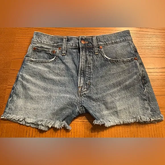 Madewell The Perfect Jean‎ Short Blue Denim Cut-Off Raw Hem Shorts Size 27