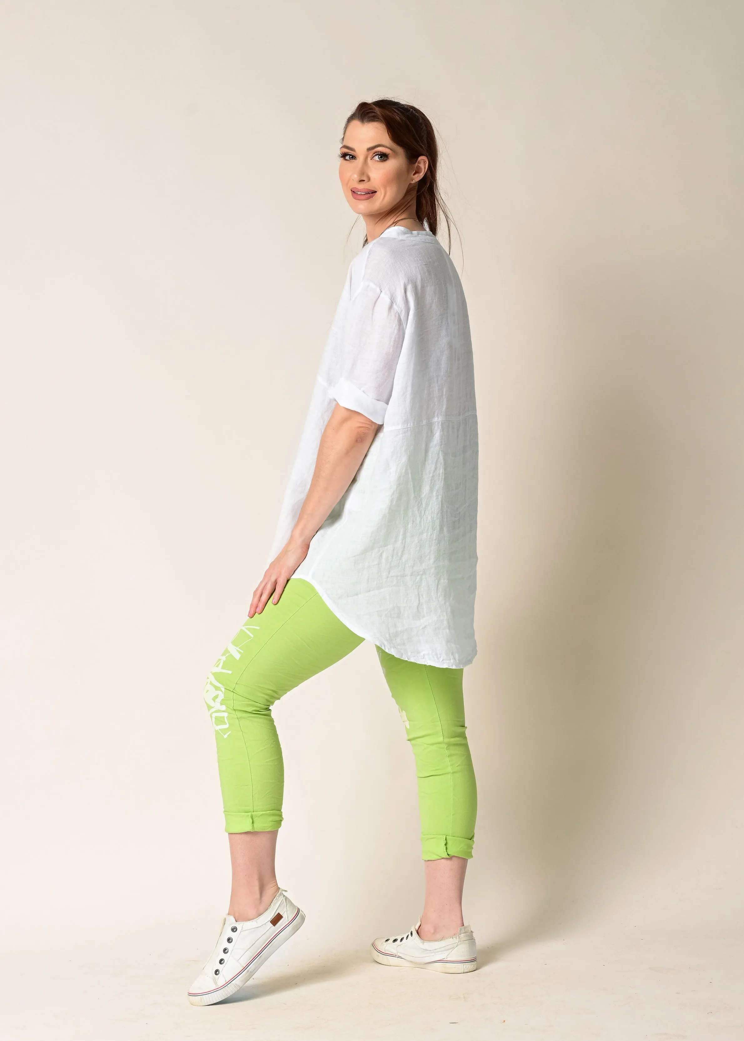 Marigold Linen Top in White