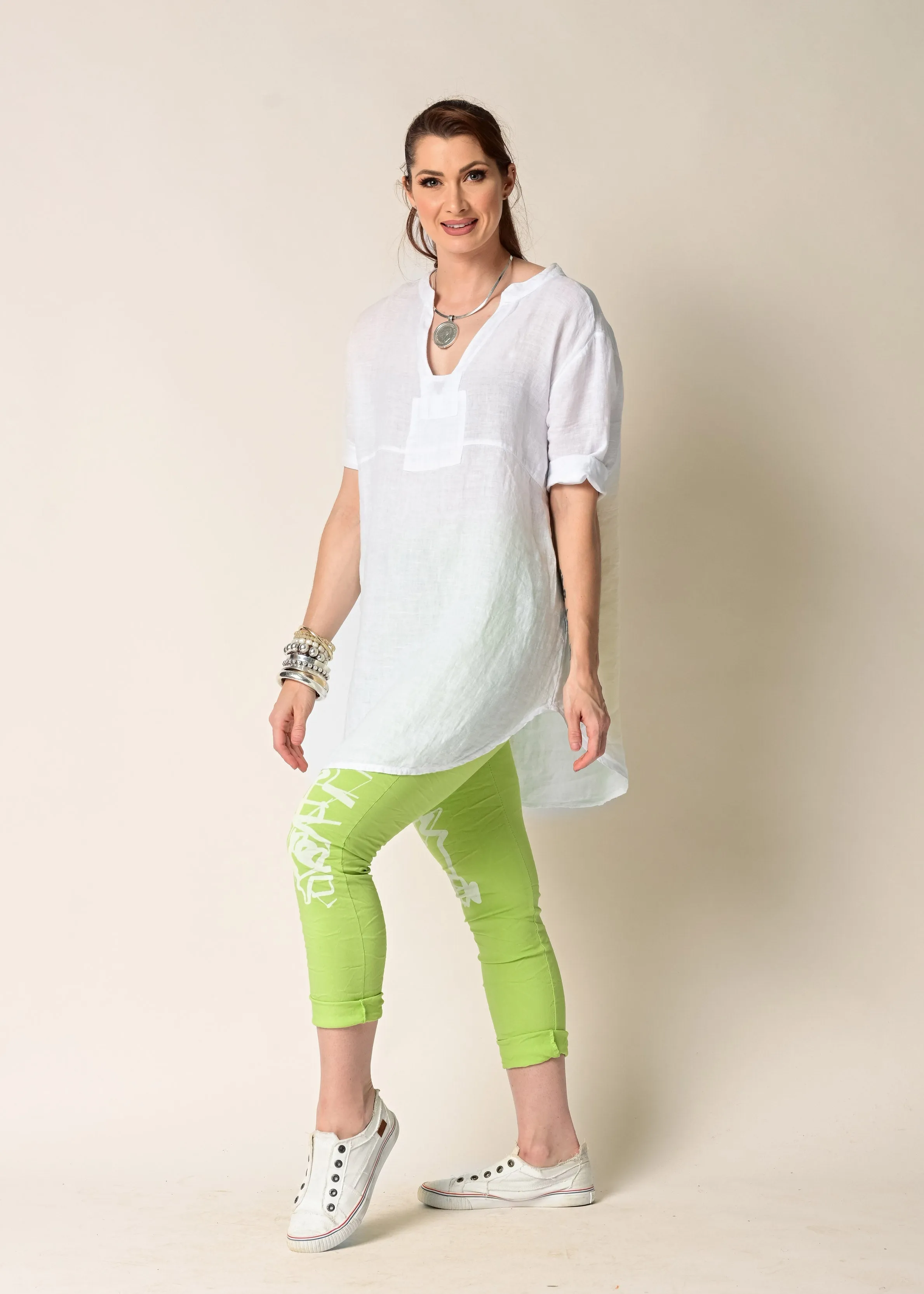 Marigold Linen Top in White
