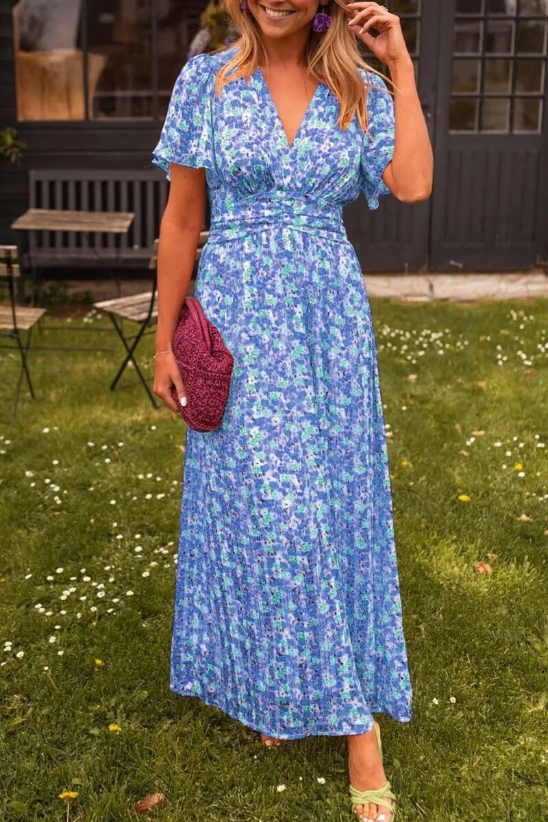 MARION - FLOWY V-NECK EVENING DRESS
