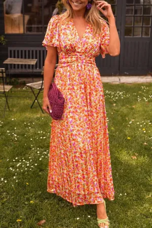 MARION - FLOWY V-NECK EVENING DRESS