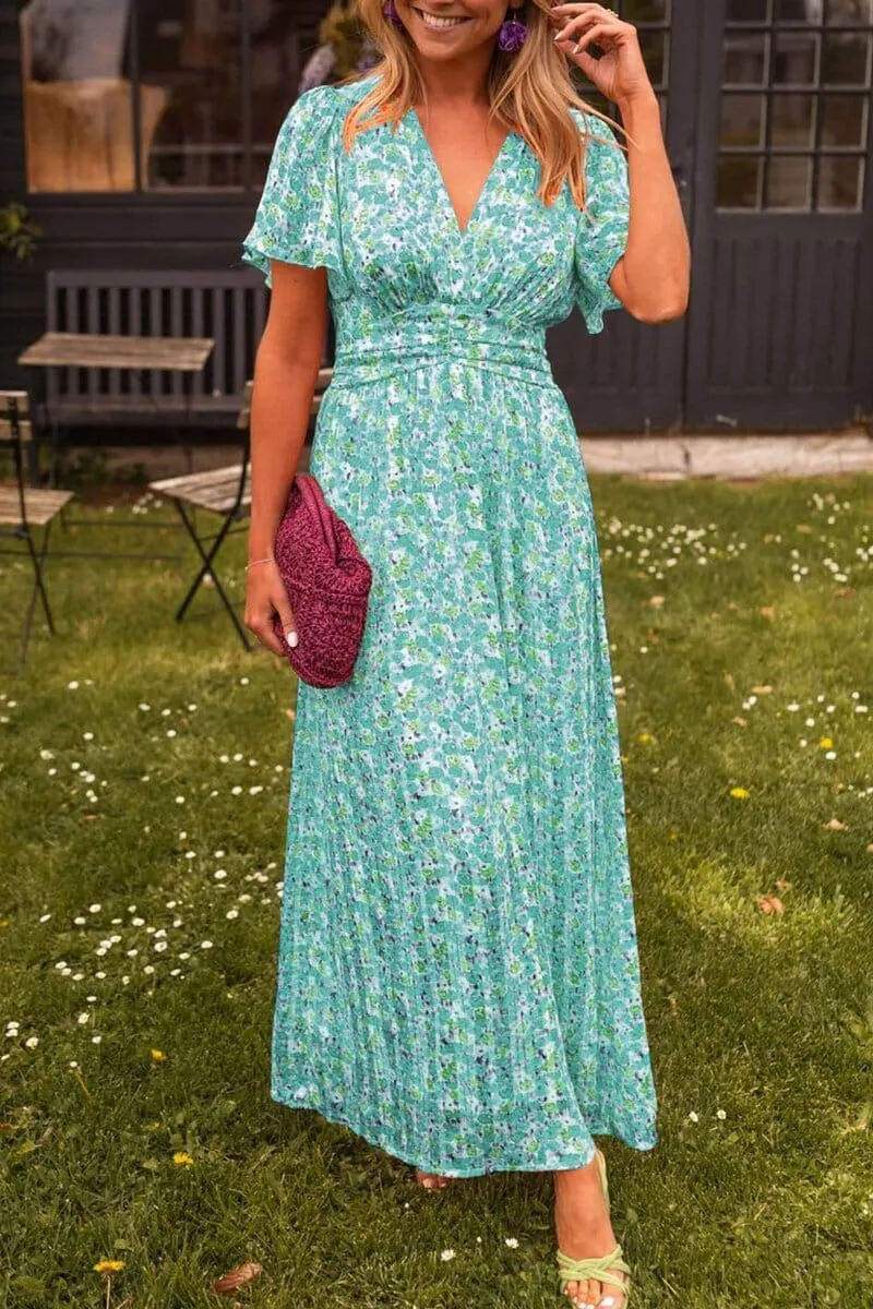MARION - FLOWY V-NECK EVENING DRESS