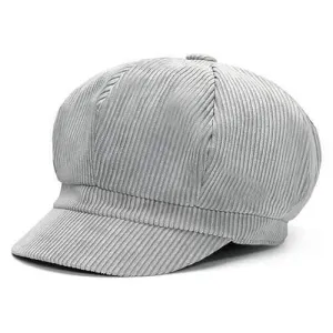 Men Women Vintage Corduroy Octagonal Cap Thick Warm Painter Hat