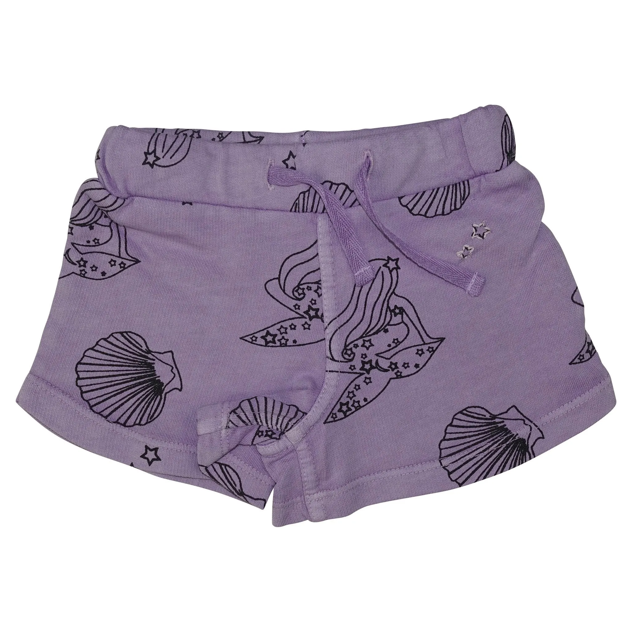 Mermaid Repeat Print Mini Shorts-Lavender