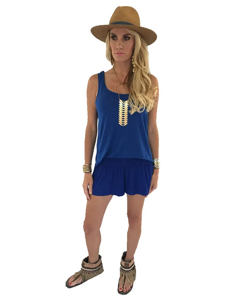 Michael Lauren Fox Smocked Short in Moonstone