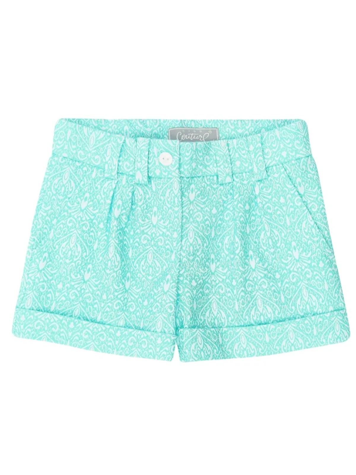 Mint Jacquard Button Fly Shorts by Kids Couture
