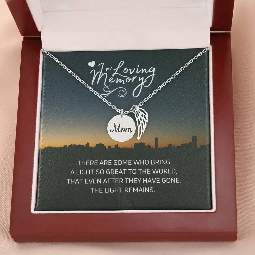 Mom Remembrance, In lovng memory-Angel Wing Necklace