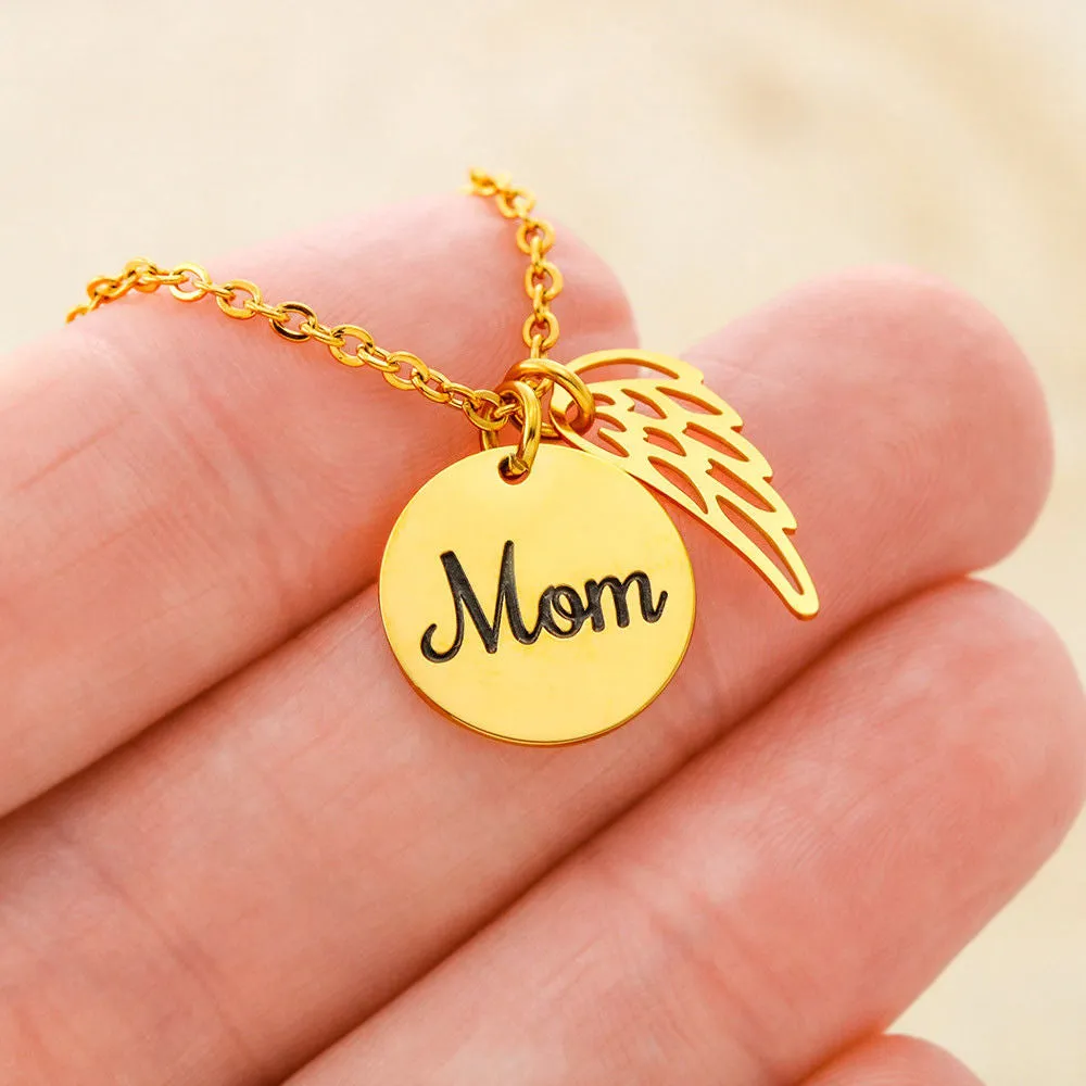 Mom Remembrance, In lovng memory-Angel Wing Necklace