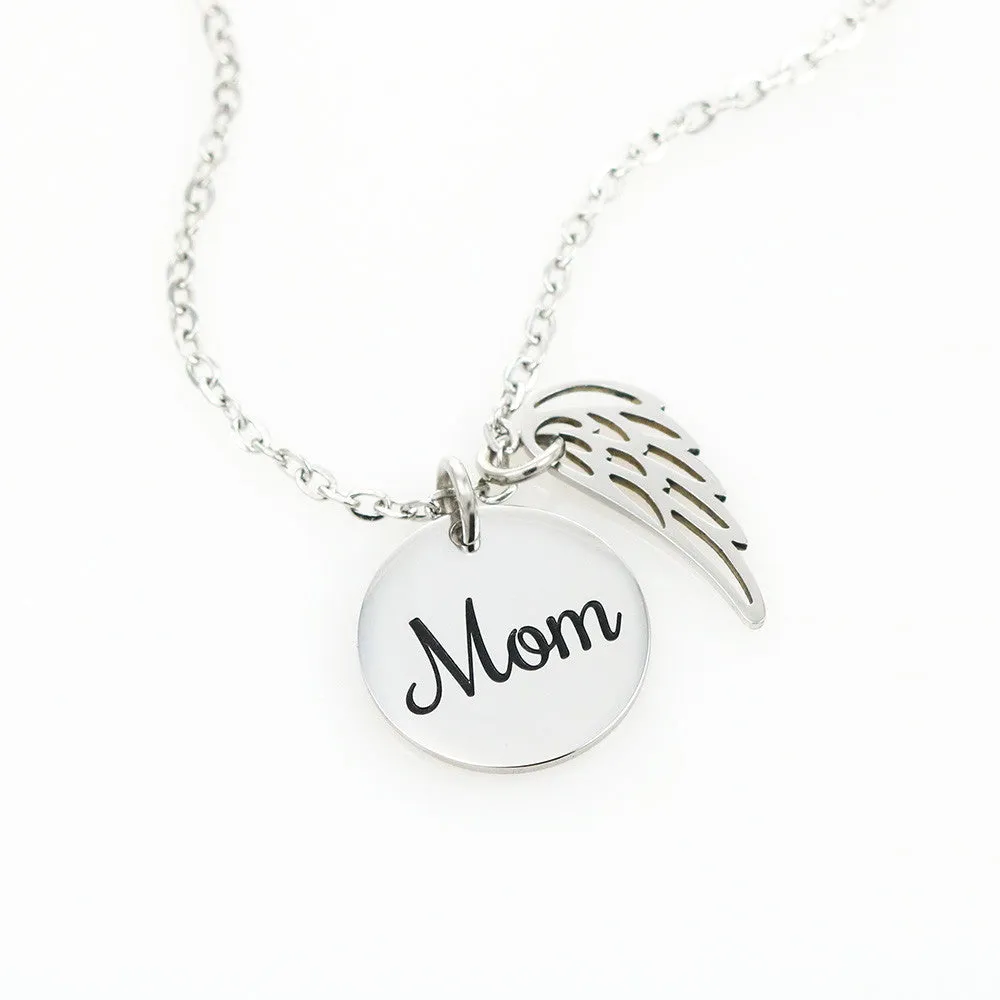 Mom Remembrance, In lovng memory-Angel Wing Necklace
