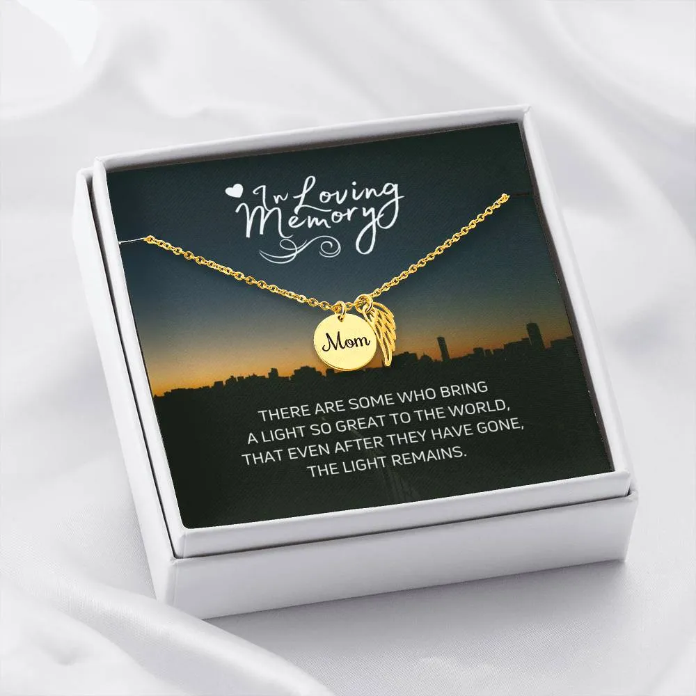 Mom Remembrance, In lovng memory-Angel Wing Necklace