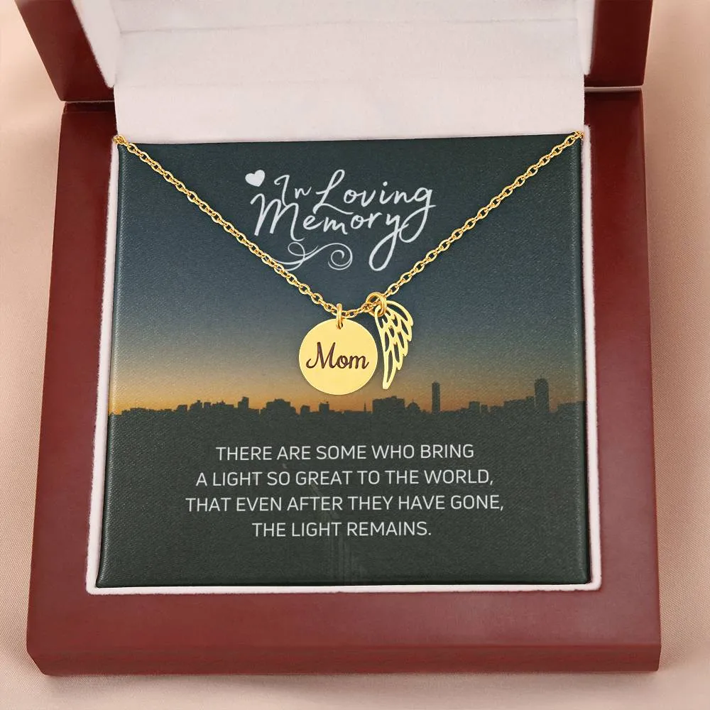 Mom Remembrance, In lovng memory-Angel Wing Necklace