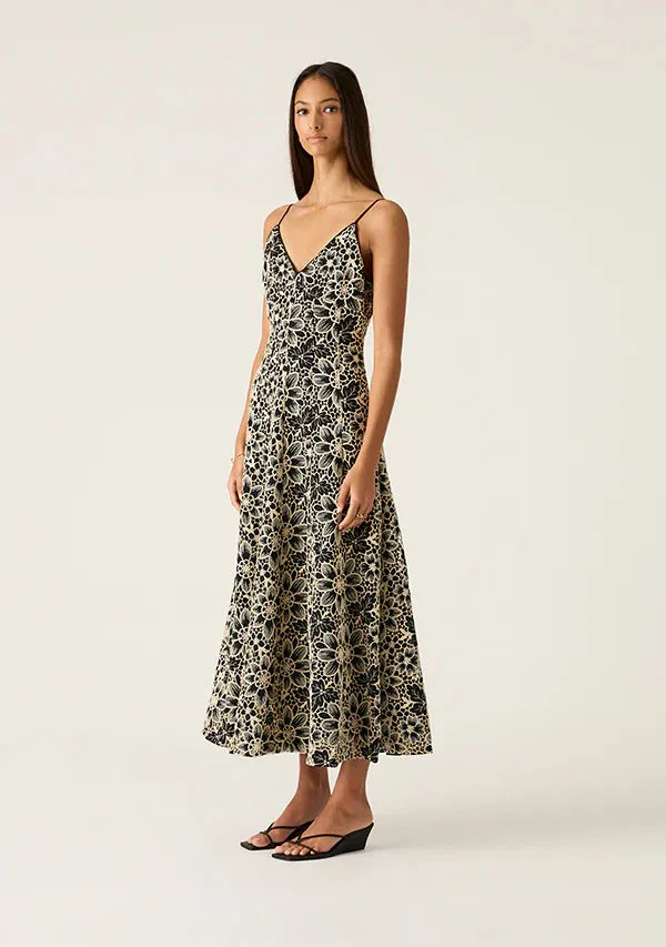 Mos the Label - Amelia Embroidery Midi Dress - Black