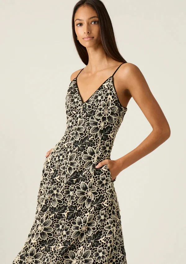 Mos the Label - Amelia Embroidery Midi Dress - Black