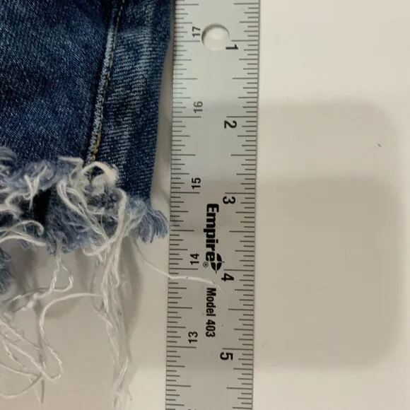 Moussy Vintage 26 Austin Shorts Distressed Dark Blue Button Fly Festival