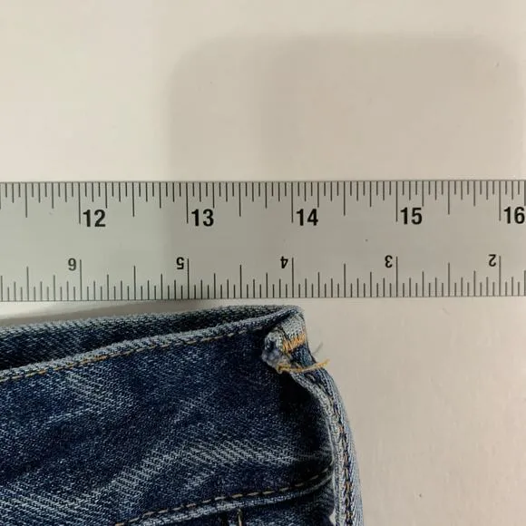 Moussy Vintage 26 Austin Shorts Distressed Dark Blue Button Fly Festival