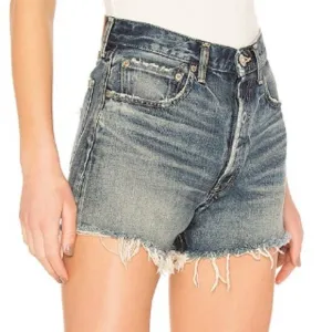 Moussy Vintage 26 Austin Shorts Distressed Dark Blue Button Fly Festival