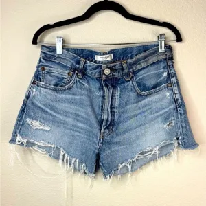 Moussy Vintage High Riss Button Fly Denim Shorts Size 28