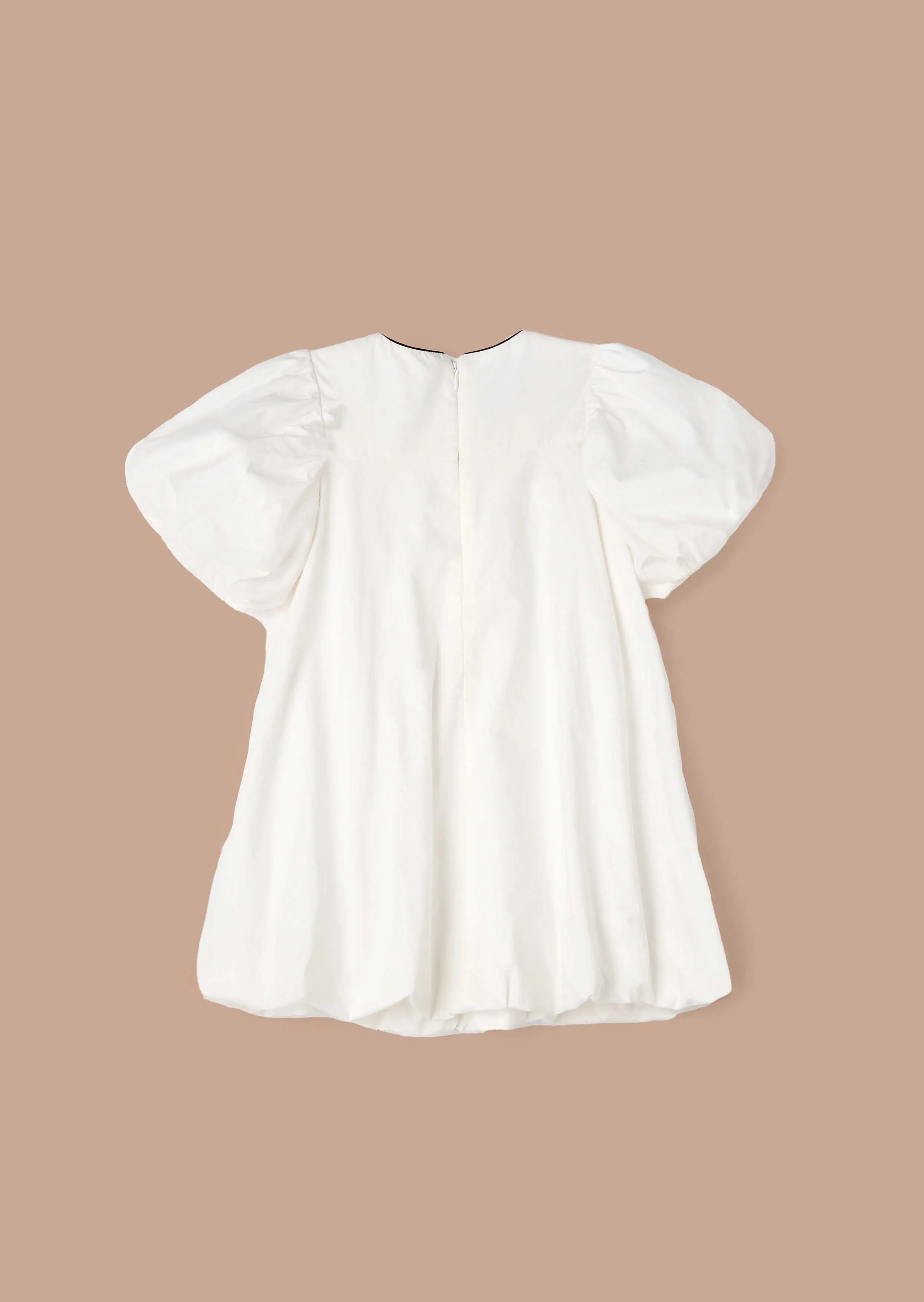 Nadia White Bubble Hem Bow Dress