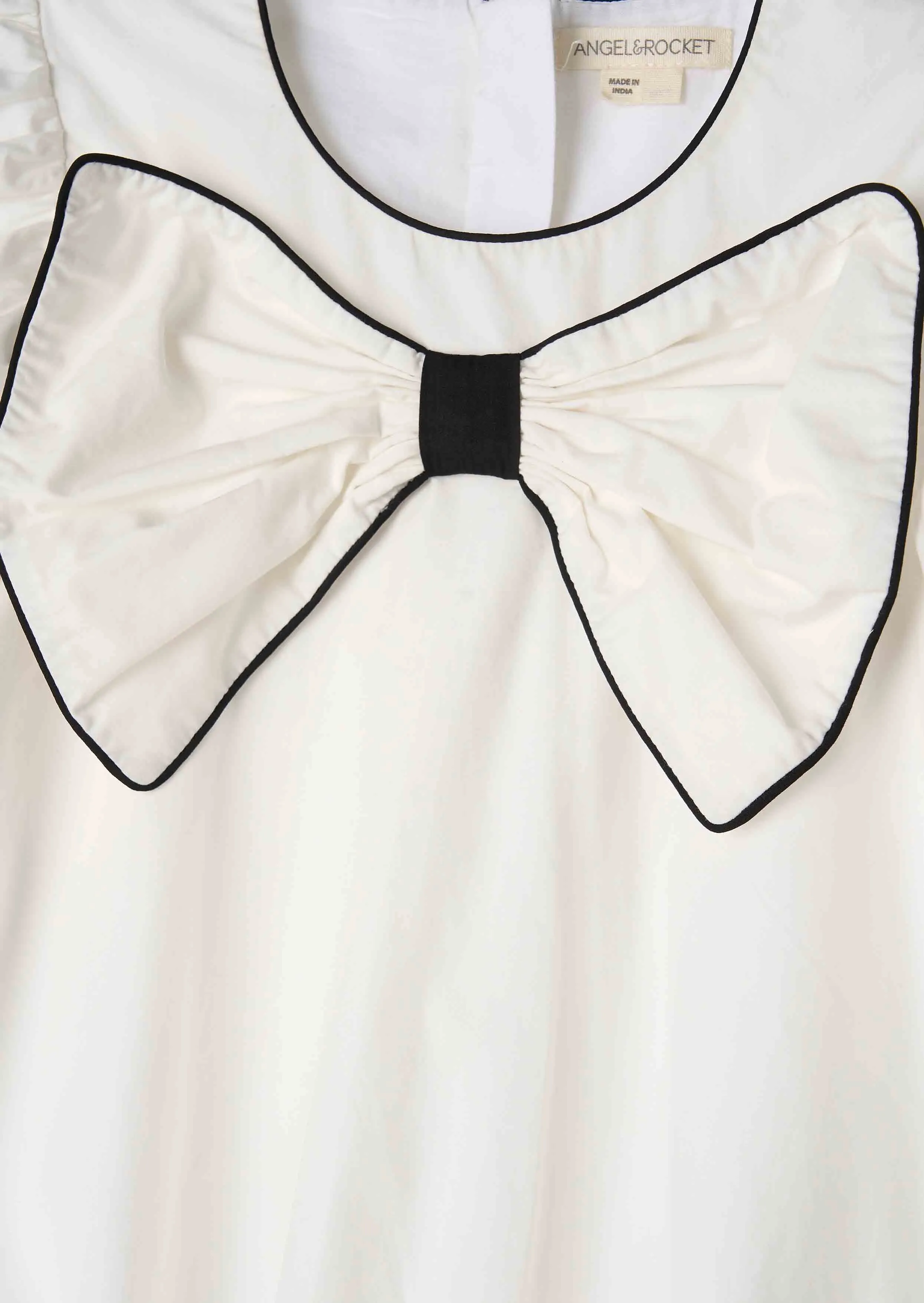 Nadia White Bubble Hem Bow Dress
