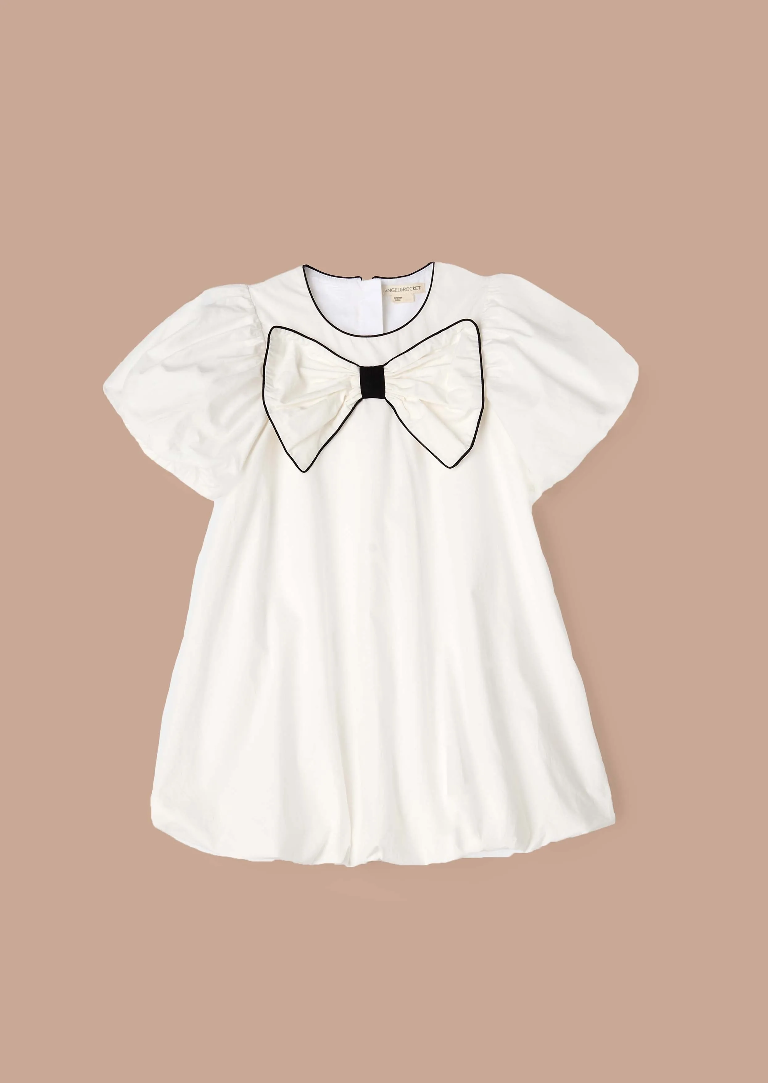 Nadia White Bubble Hem Bow Dress