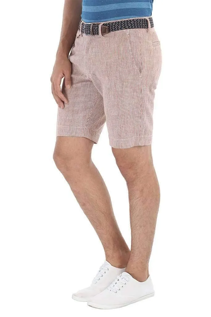 Natural Stripe Fitted Cotton Shorts