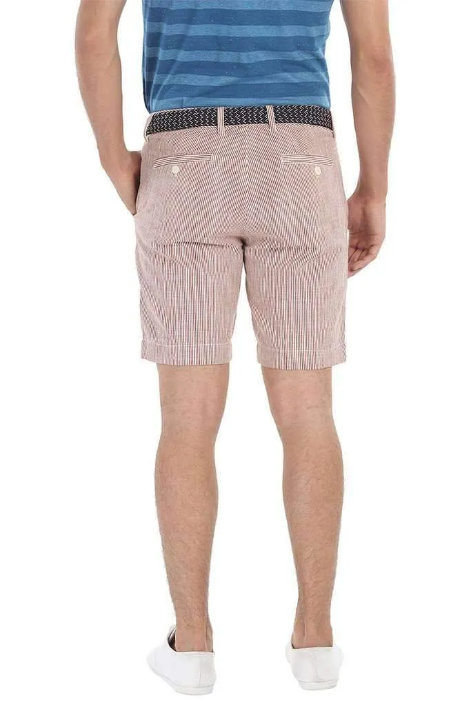 Natural Stripe Fitted Cotton Shorts