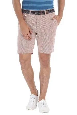 Natural Stripe Fitted Cotton Shorts