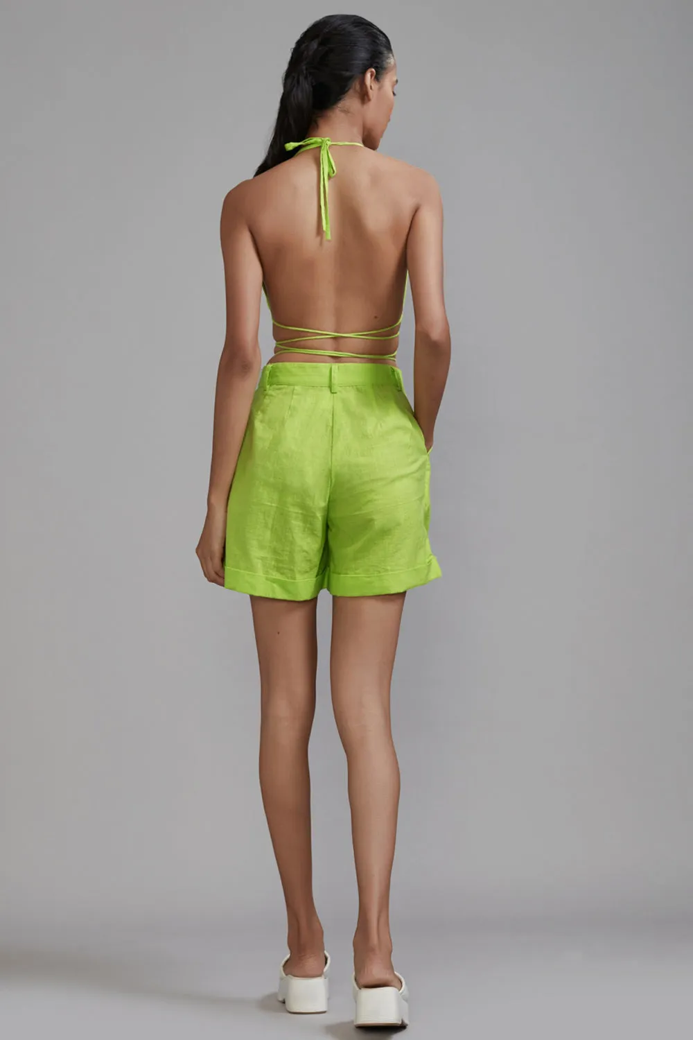 Neon Green Cotton Overlap Bralette