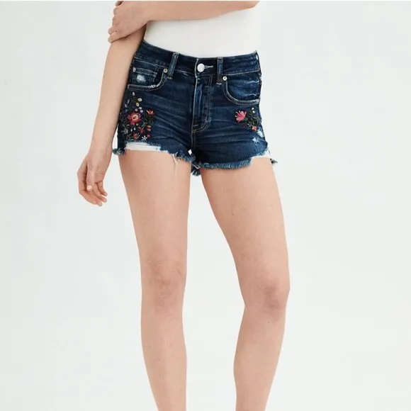 New American Eagle AE Ne(X)t Level High Waisted Floral Short Shorts - 0