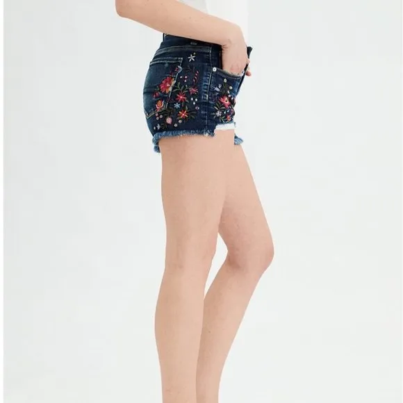 New American Eagle AE Ne(X)t Level High Waisted Floral Short Shorts - 0
