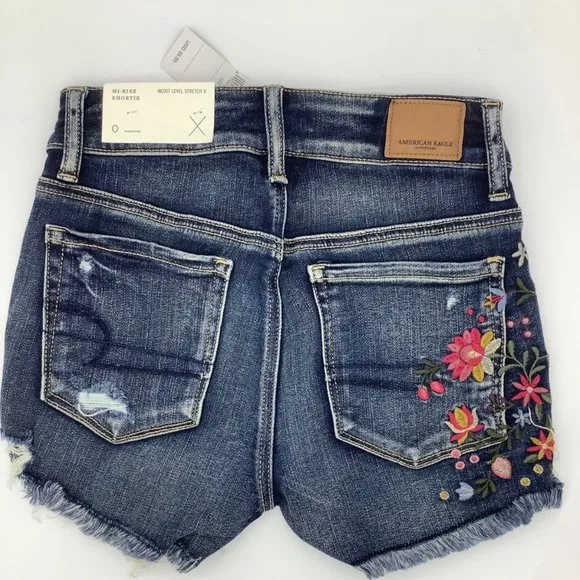 New American Eagle AE Ne(X)t Level High Waisted Floral Short Shorts - 0
