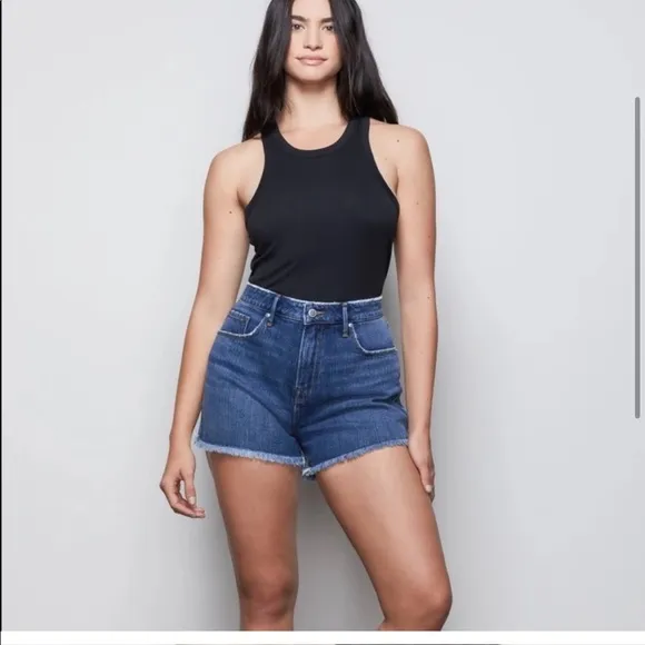 NEW • Good American • Good Vintage Jean Denim Cut Off Shorts Blue418 Womens 24