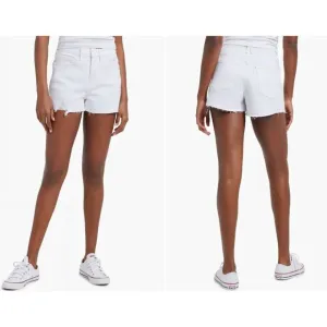New Good American Size 10/30 Good '90s Ripped Raw Hem Denim Shorts White