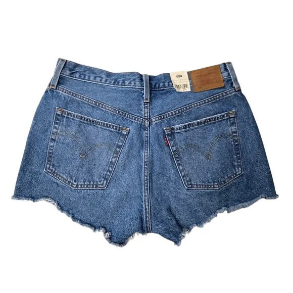 NEW Levi's Premium Women Sz 31 501 Button Fly High Rise Distressed Denim Shorts
