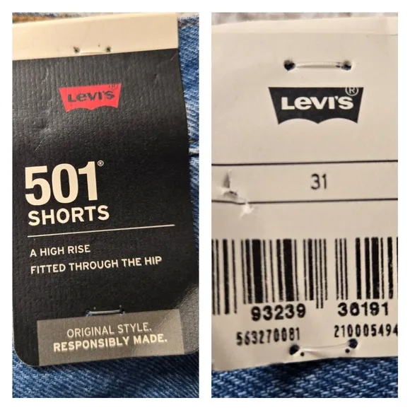 NEW Levi's Premium Women Sz 31 501 Button Fly High Rise Distressed Denim Shorts
