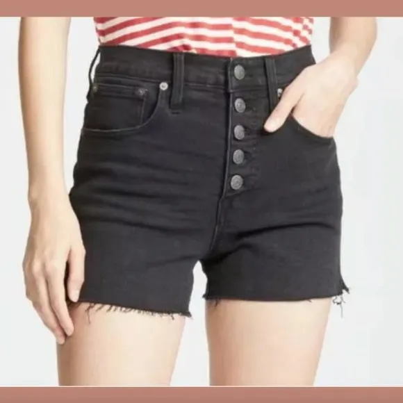 NEW Madewell High-Rise‎ Denim Boyshorts Faded Black
