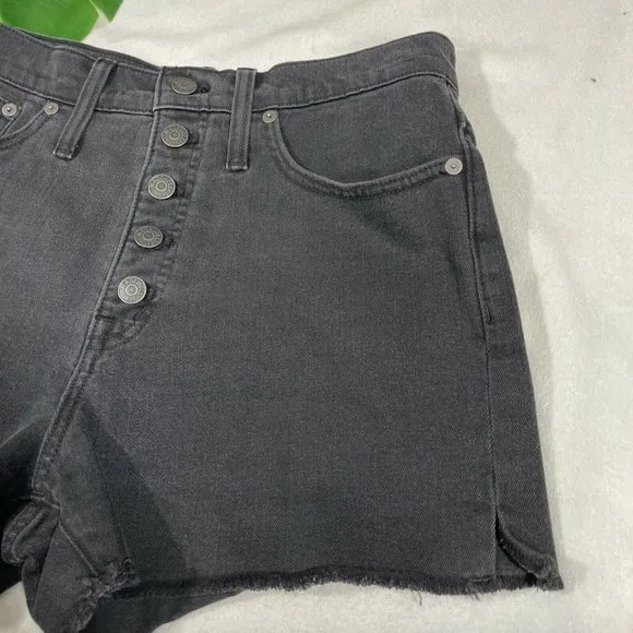 NEW Madewell High-Rise‎ Denim Boyshorts Faded Black