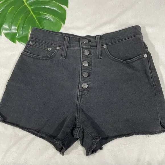 NEW Madewell High-Rise‎ Denim Boyshorts Faded Black