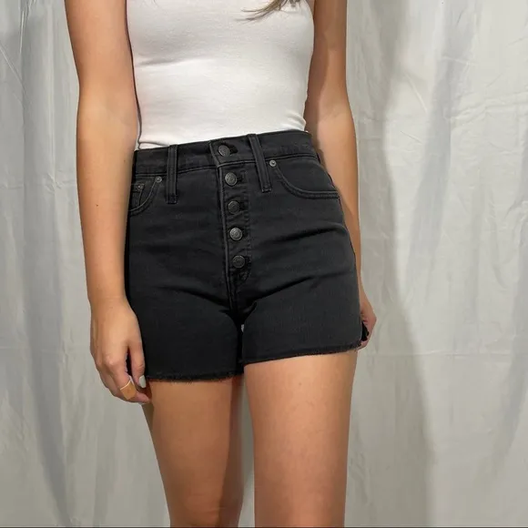 NEW Madewell High-Rise‎ Denim Boyshorts Faded Black