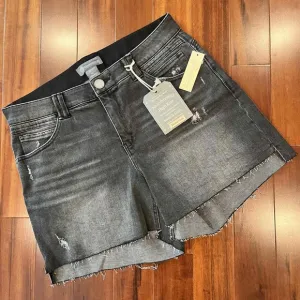 New NWT Democracy Black Jean Shorts Denim High Rise Ab Tech Stretch Size 16W