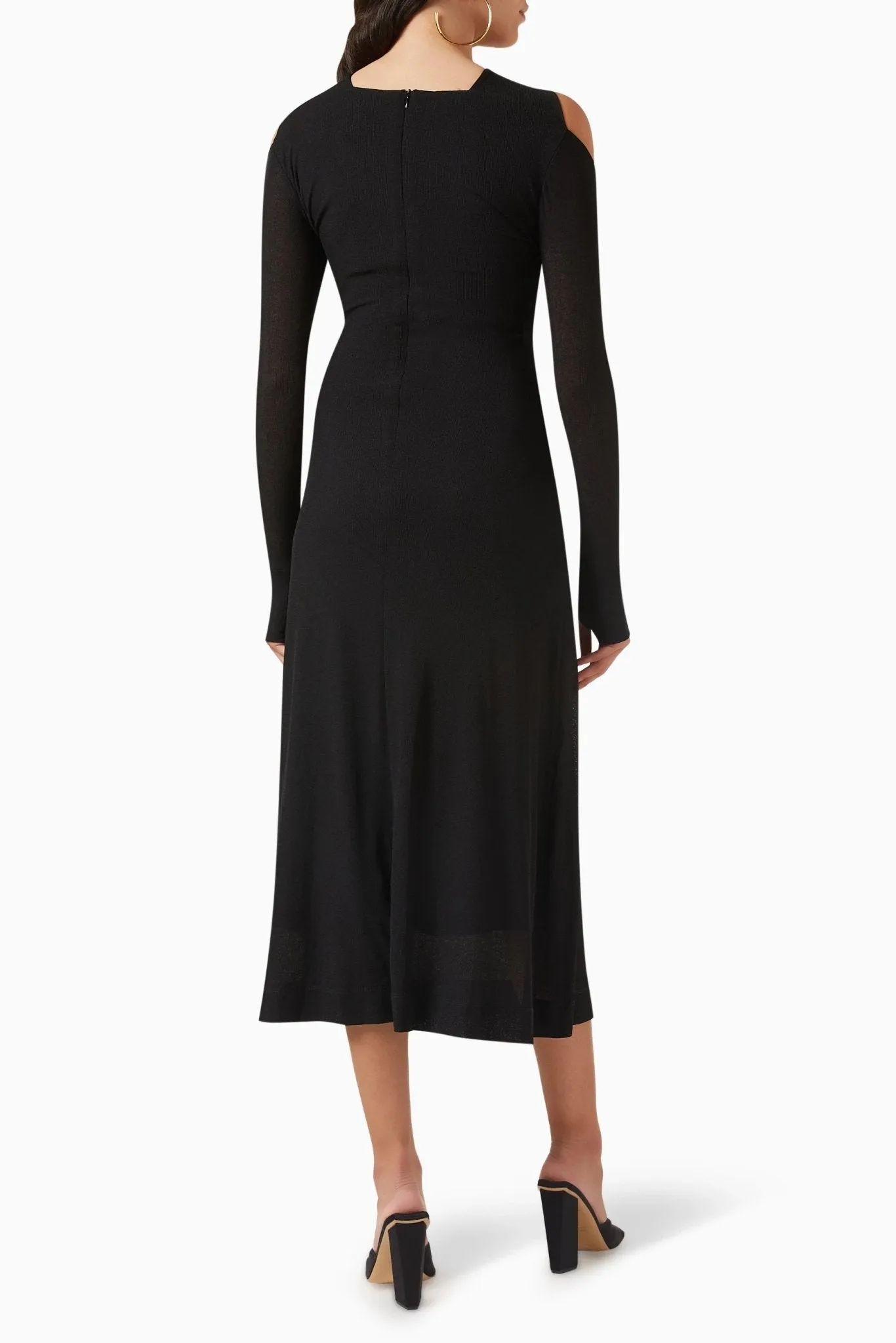 Niza | Cut-Out Cross Bodice Midi Knit Dress