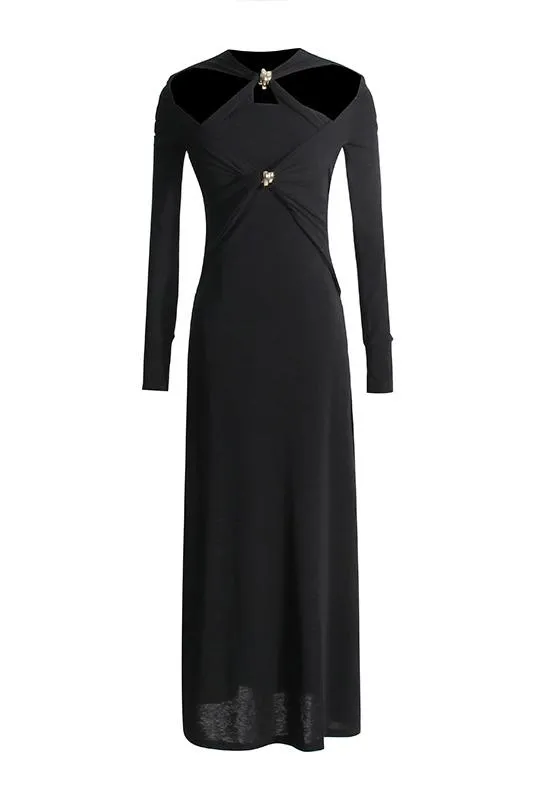 Niza | Cut-Out Cross Bodice Midi Knit Dress