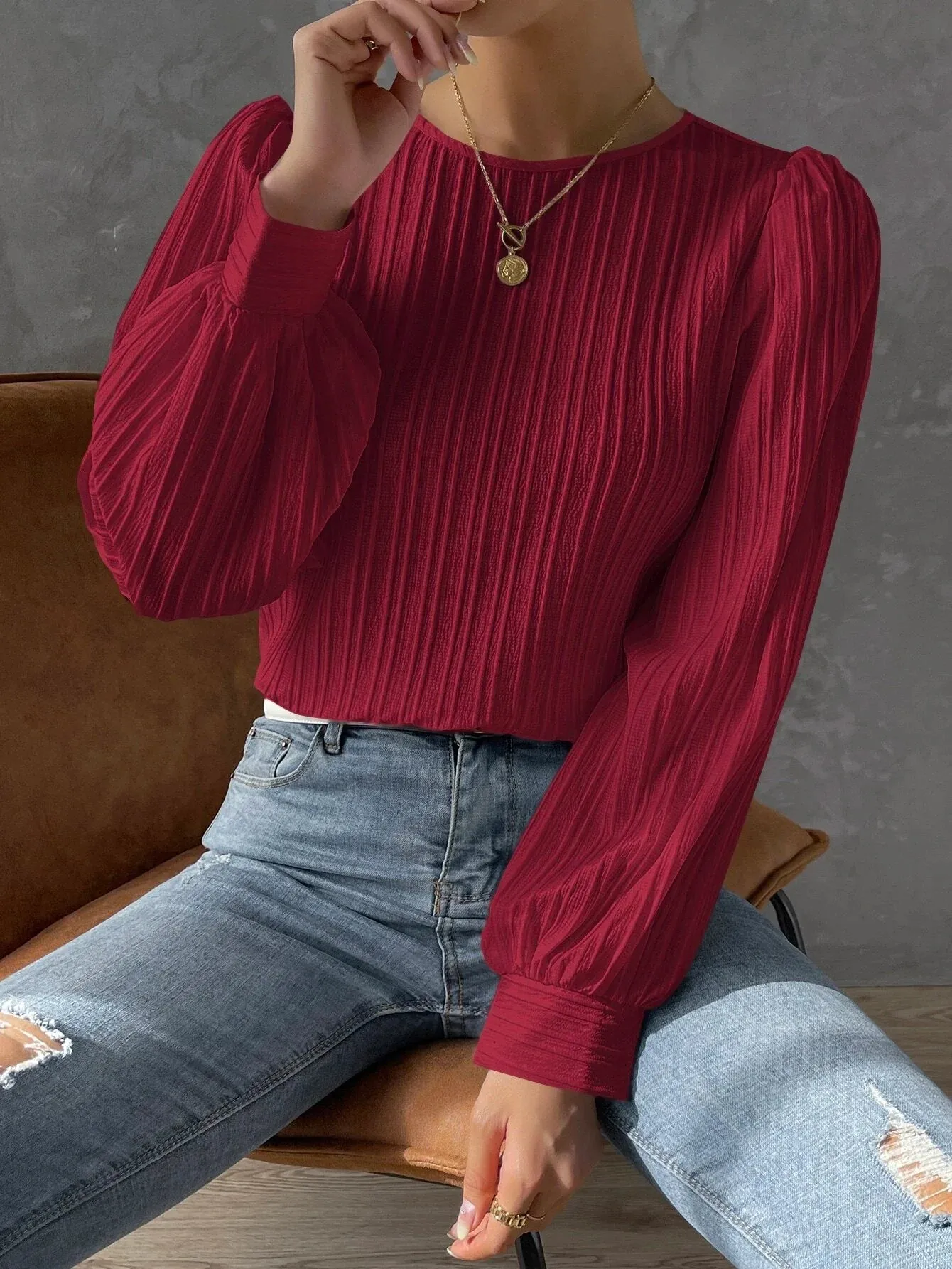 Norma® | Textured Long Sleeve Blouse