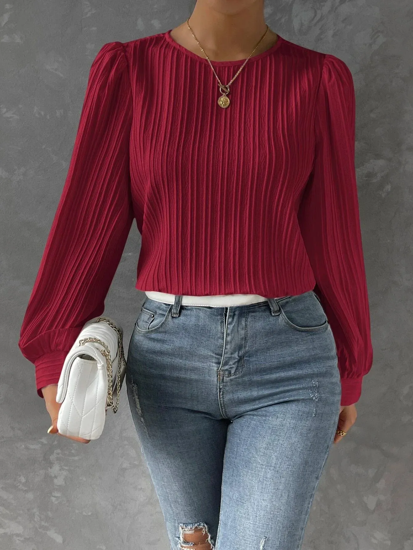 Norma® | Textured Long Sleeve Blouse