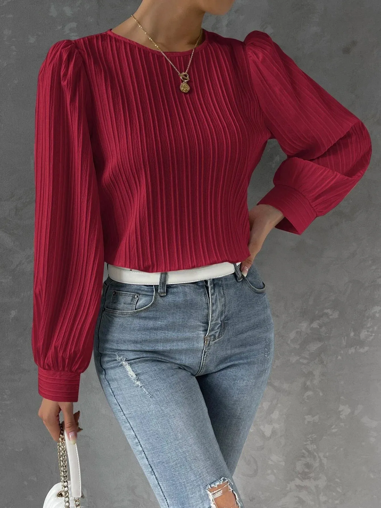 Norma® | Textured Long Sleeve Blouse