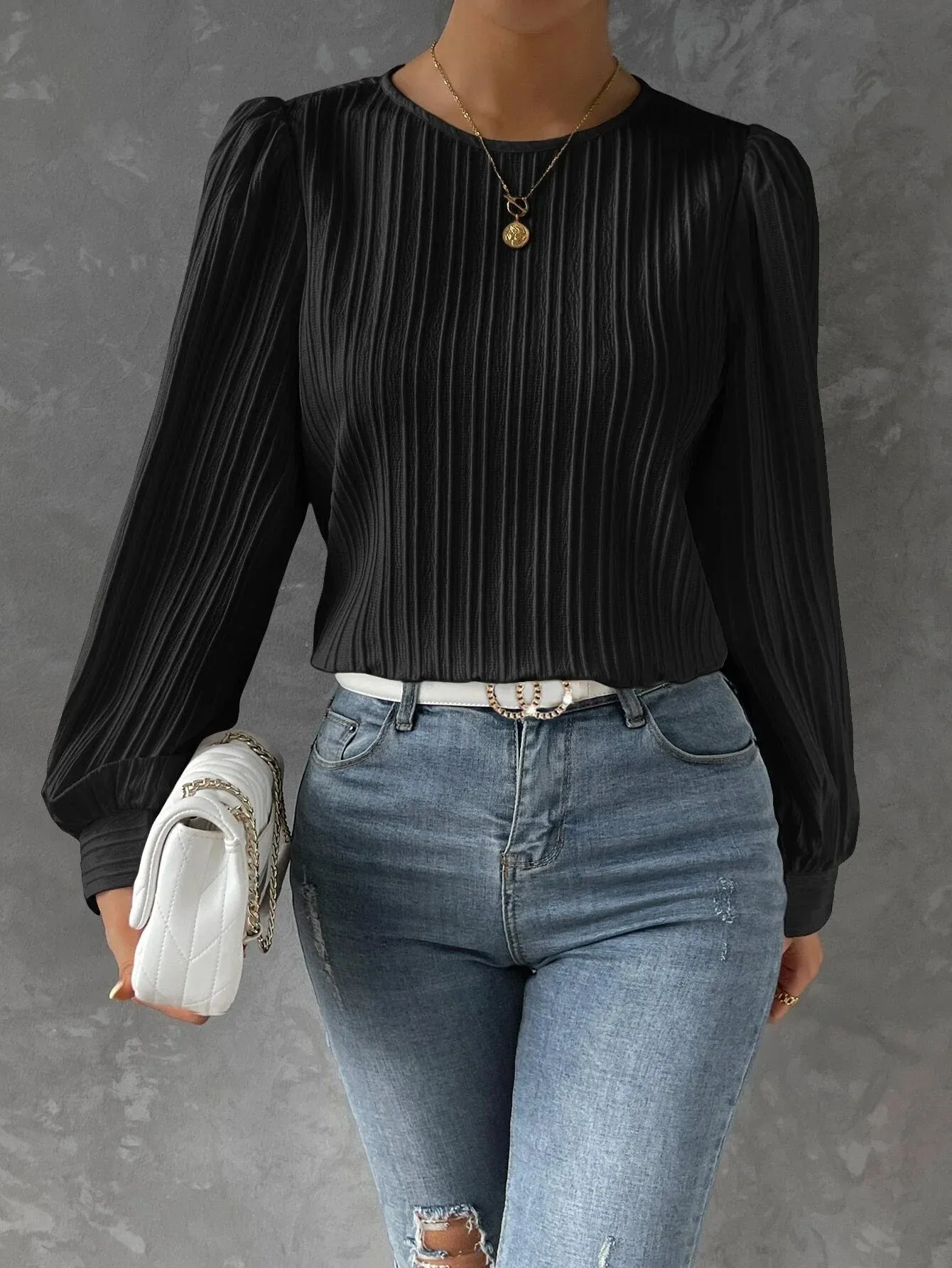 Norma® | Textured Long Sleeve Blouse